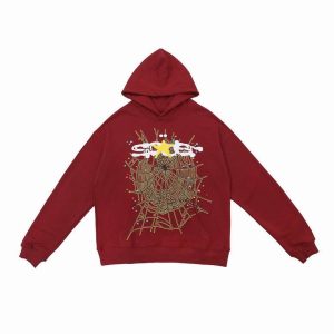 Sp5der Hoodie Maroon