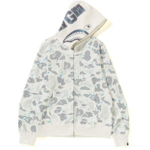 BAPE Space Camo Shark Full Zip Hoodie White