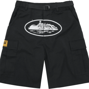 Corteiz Alcatraz Cargo Shorts Black