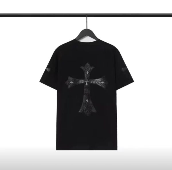 Chrome Hearts Sanskrit Letters Cross T-Shirt Black and white - Image 4