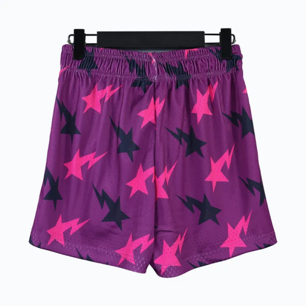 Eric Emanuel x BAPE Miami Basic Short Purple/Pink/Black FW19 - Image 2