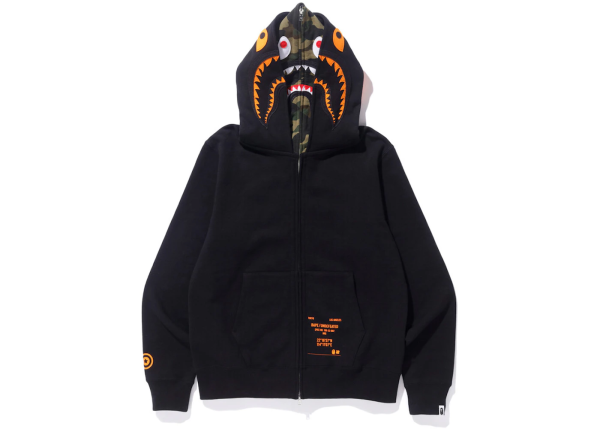 BAPE x Undefeated Double Shark Full Zip Hoodie Black