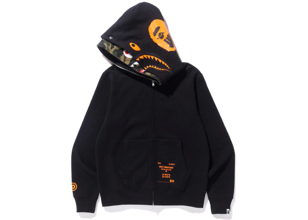 BAPE x Undefeated Double Shark Full Zip Hoodie Black - Image 3