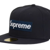 Supreme MLB Teams New York Box Logo New Era 59Fifty Fitted Cap Navy