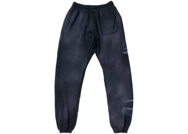 Hellstar Airbrushed Skull Closed Elastic Bottom Sweatpants Midnight Dye Black - Image 2