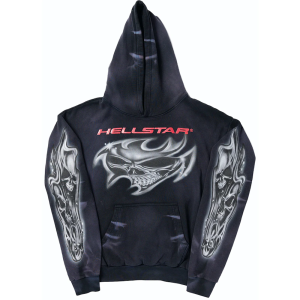 Hellstar Airbrushed Skull Hoodie Black