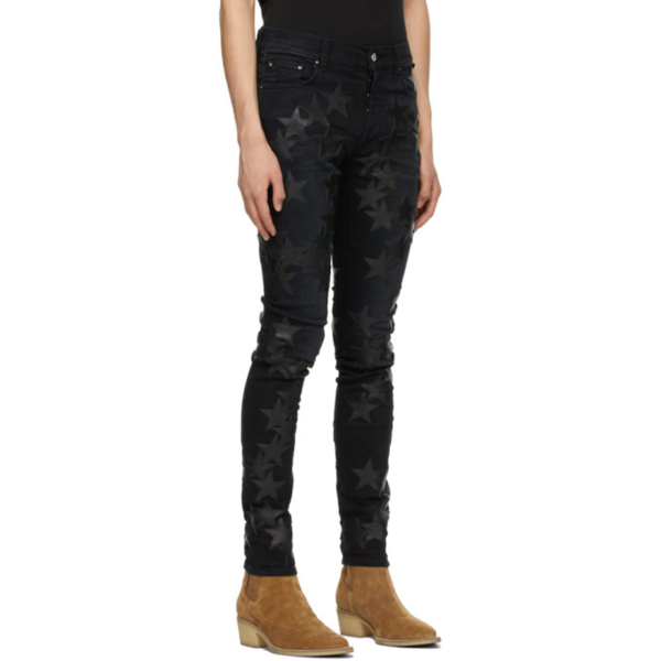 AMIRI Chemist Leather Star Aged Jeans Black - Image 4