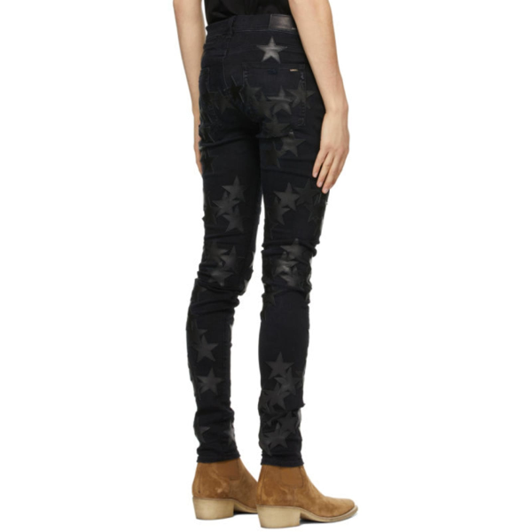 AMIRI Chemist Leather Star Aged Jeans Black - Image 5