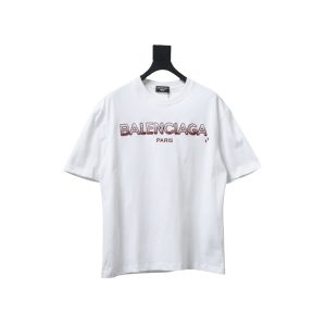 Balenciaga 25ss gradient letter embroidery short sleeve white