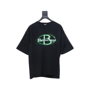 Balenciaga 25ss Printed Short Sleeve Black