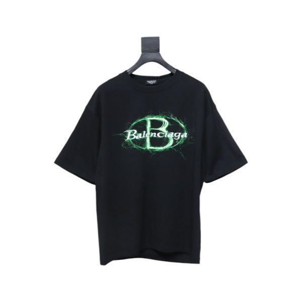 Balenciaga 25ss Printed Short Sleeve Black