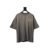 Balenciaga 25ss washed cola embroidery fried color hole short-sleeved T-shirt brown