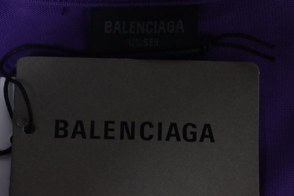 Balenciaga 25ss washed cola embroidery fried color hole short-sleeved T-shirt purple - Image 8