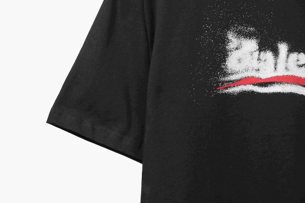 Balenciaga Blurred Coke Printed Short Sleeve Navy - Image 9