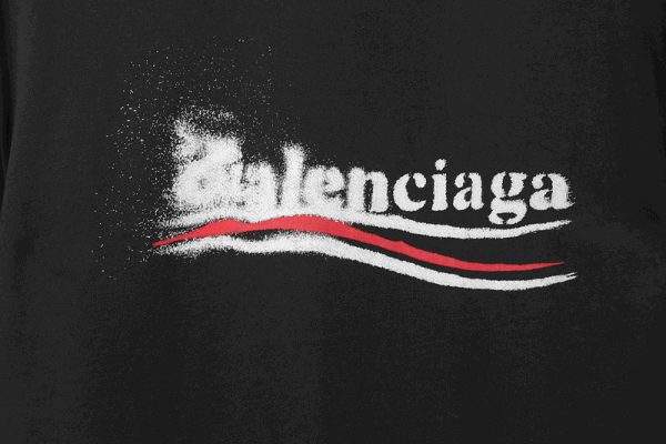 Balenciaga Blurred Coke Printed Short Sleeve Navy - Image 10