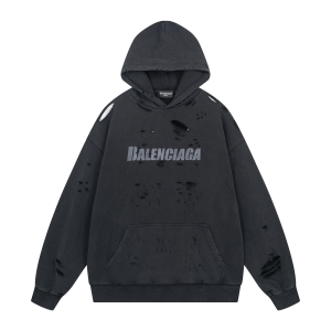 Balenciaga Destroyed logo cotton jersey hoodie
