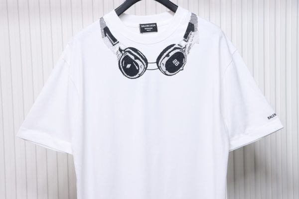 Balenciaga Hot Diamond Earphone Short Sleeve white - Image 3
