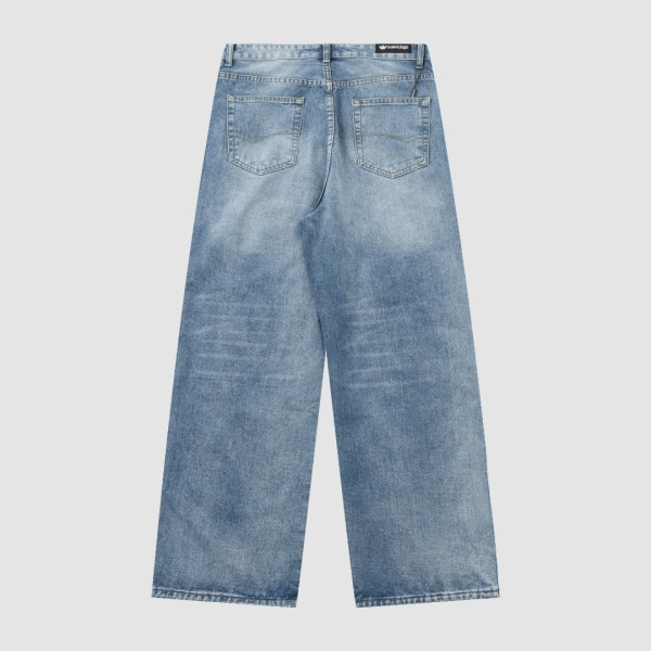 Balenciaga X Adidas Wide-Leg Jeans With Three Stripes On The Side Webbing Blue - Image 2