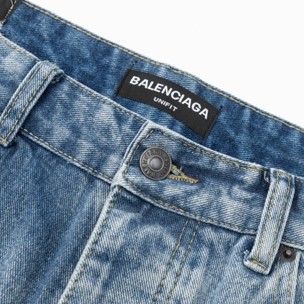 Balenciaga X Adidas Wide-Leg Jeans With Three Stripes On The Side Webbing Blue - Image 5