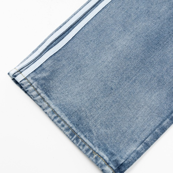 Balenciaga X Adidas Wide-Leg Jeans With Three Stripes On The Side Webbing Blue - Image 9