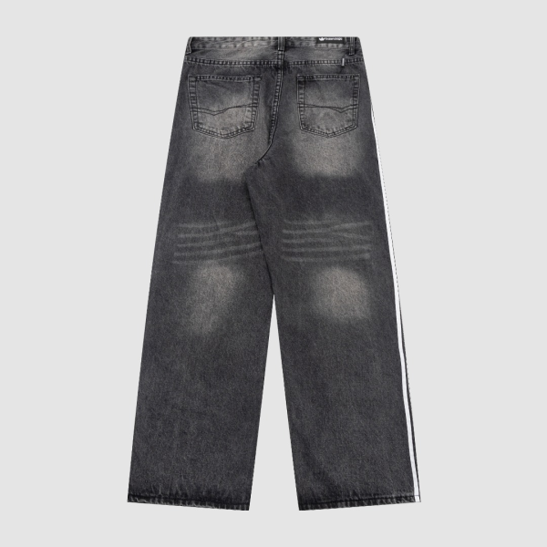 Balenciaga X Adidas Wide-Leg Jeans With Three Stripes On The Side Webbing Black - Image 2
