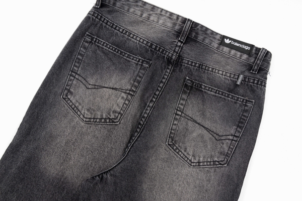 Balenciaga X Adidas Wide-Leg Jeans With Three Stripes On The Side Webbing Black - Image 6