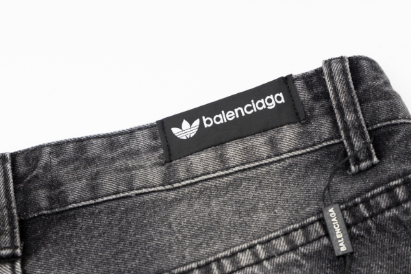 Balenciaga X Adidas Wide-Leg Jeans With Three Stripes On The Side Webbing Black - Image 7