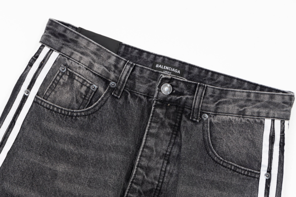 Balenciaga X Adidas Wide-Leg Jeans With Three Stripes On The Side Webbing Black - Image 5