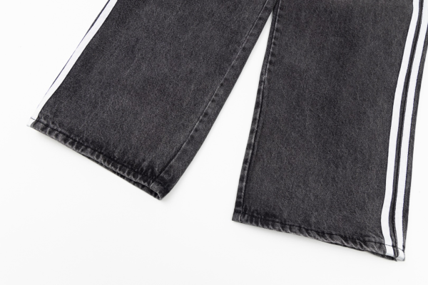 Balenciaga X Adidas Wide-Leg Jeans With Three Stripes On The Side Webbing Black - Image 10