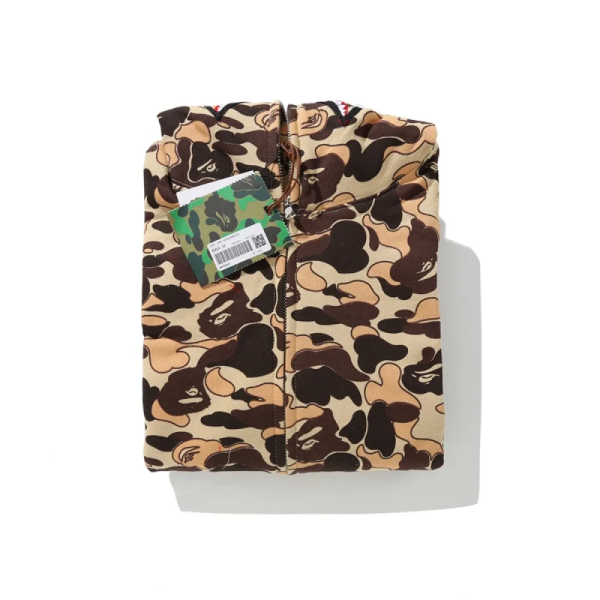 BAPE Cookie Camo 2 Shark Full Zip Hoodie Brown - Image 5