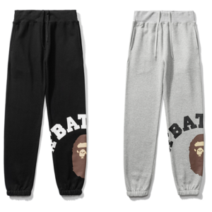 BAPE letter print solid color sports trousers