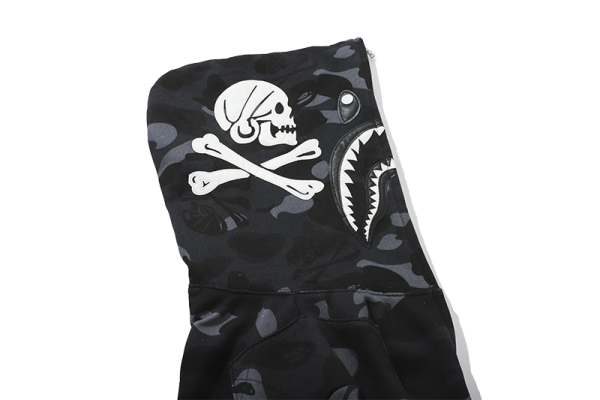 BAPE skull dark black and white color matching Hoodie - Image 5