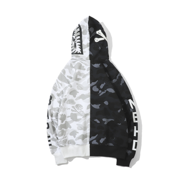 BAPE skull dark black and white color matching Hoodie - Image 2
