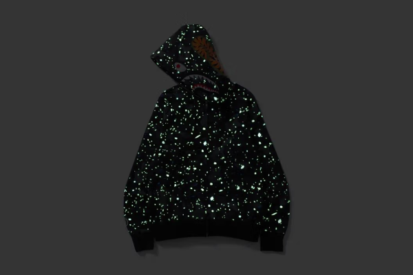 BAPE Space Camo Shark WGM Full-Zip Hoodie Black - Image 5