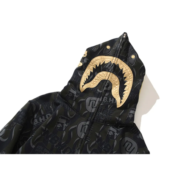 BAPE x NBHD Skull Black And Gold Hoodie - Image 6