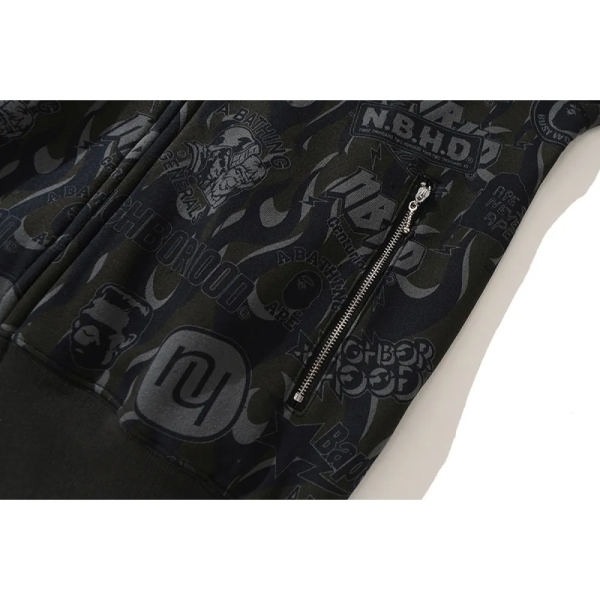 BAPE x NBHD Skull Black And Gold Hoodie - Image 11
