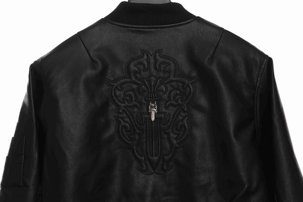 Chrome Hearts Black Silver Dagger Leather Jacket - Image 7