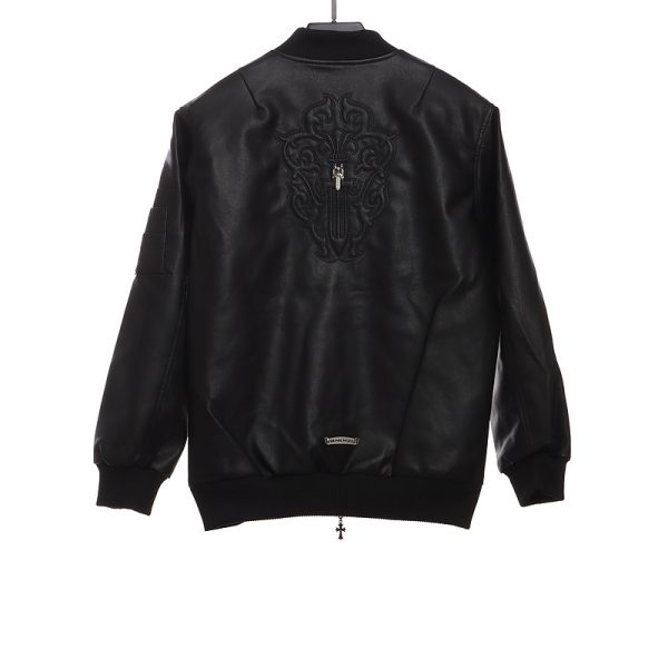 Chrome Hearts Black Silver Dagger Leather Jacket - Image 2