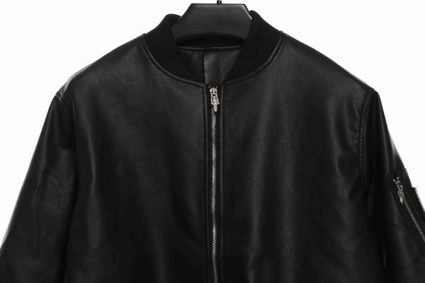 Chrome Hearts Black Silver Dagger Leather Jacket - Image 4