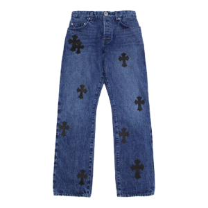 Chrome Hearts Cross Leather Patches Jeans