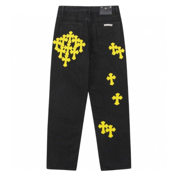 Chrome Hearts Distressed Yellow Jeans - Image 2