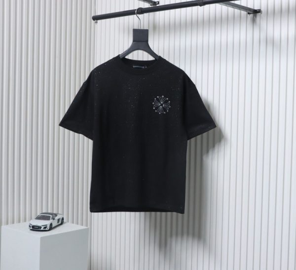 Chrome Hearts Hot diamond logo glitter short sleeve black - Image 3