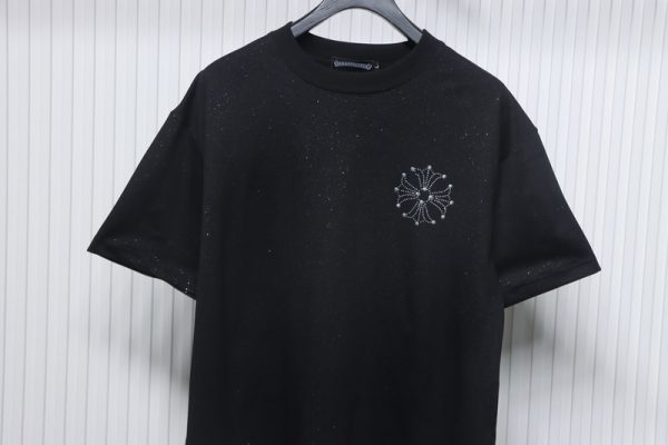 Chrome Hearts Hot diamond logo glitter short sleeve black - Image 8
