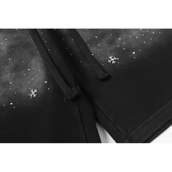 Chrome Hearts Rhinestone Drawstring Casual Versatile Shorts #2280 Black - Image 6
