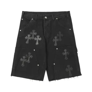 Chrome Hearts Studded Denim Shorts #9902 Black