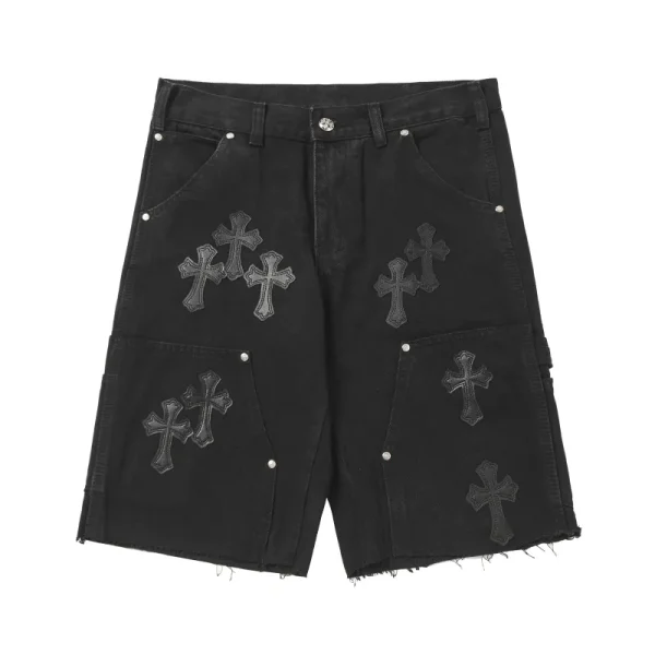 Chrome Hearts Studded Denim Shorts #9902 Black