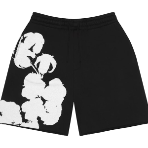 Denim Tears Big Cotton Wreath Sweat Shorts Black