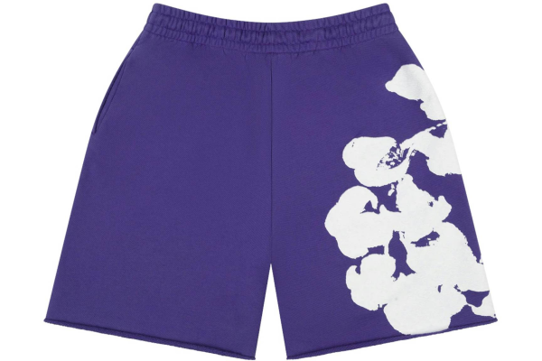 Denim Tears Big Cotton Wreath Sweat Shorts Purple - Image 3