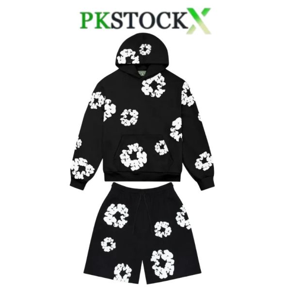 Denim Tears The Cotton Wreath black shorts set