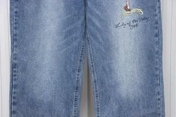 Dior CD embroidered letters plant flowers couple washed jeans - Image 8